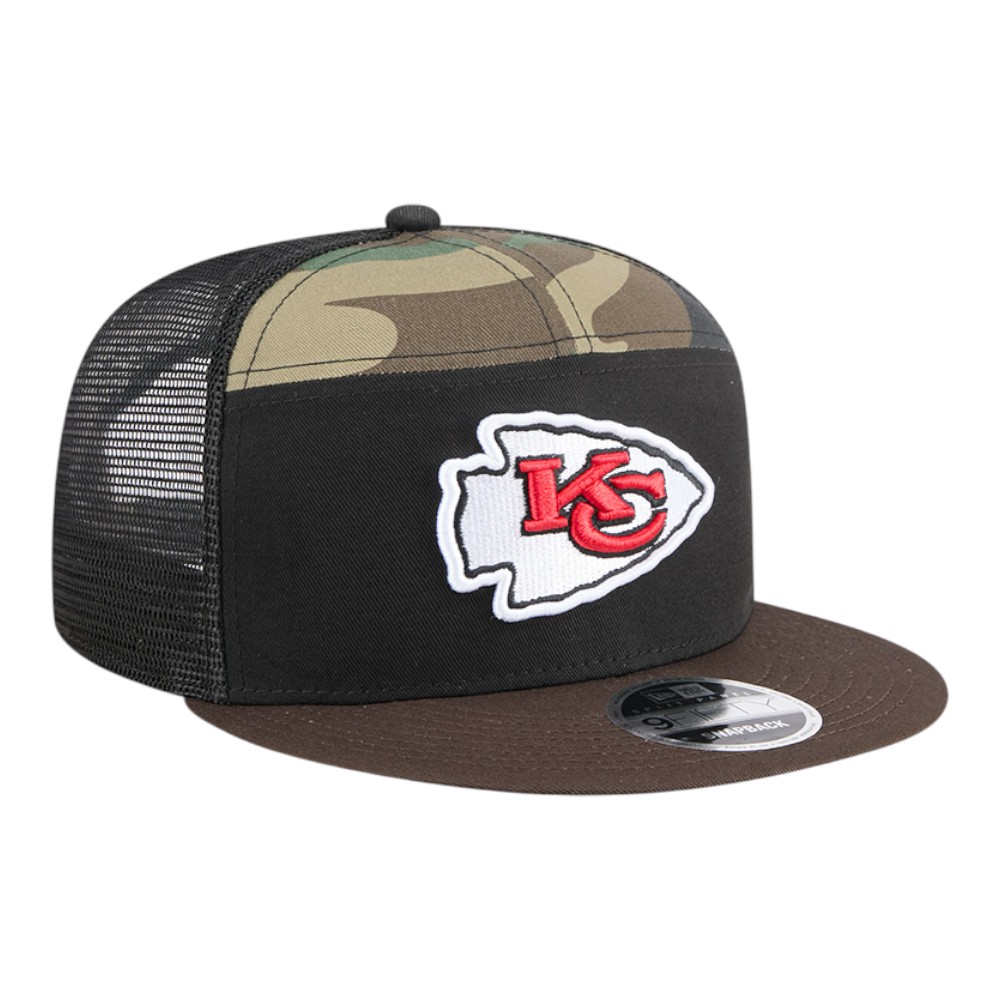Kansas City Chiefs Camo Mesh Back Outdoor New Era 9FIFTY Split Panel Snapback Hat