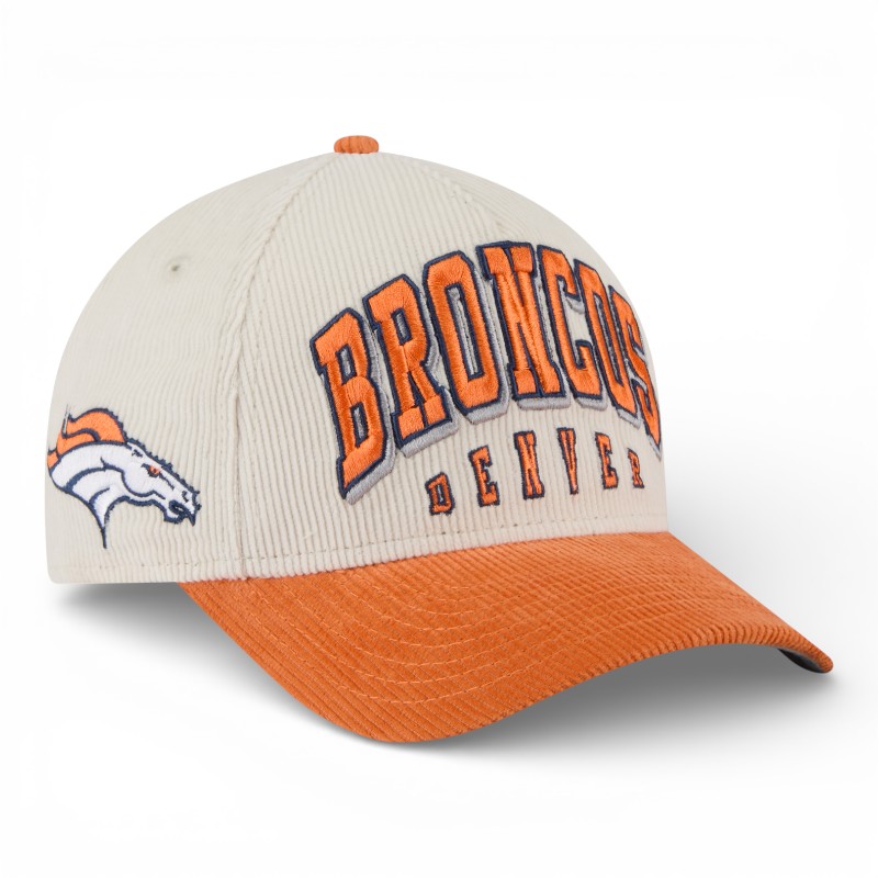 Denver Broncos Cream and Orange Stacked Corduroy New Era 9FORTY M
