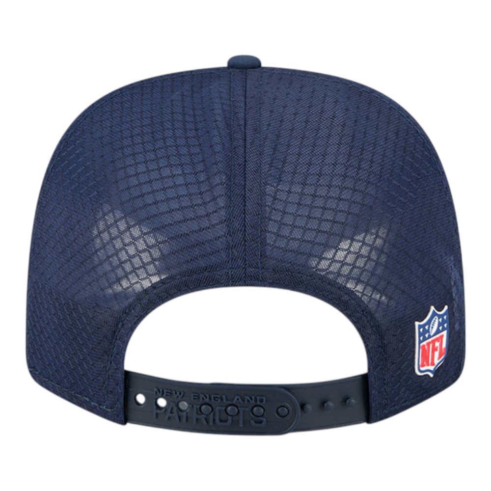 New England Patriots Navy 2025 NFL Sideline New Era 9SEVENTY Trucker Adjustable Snapback Hat