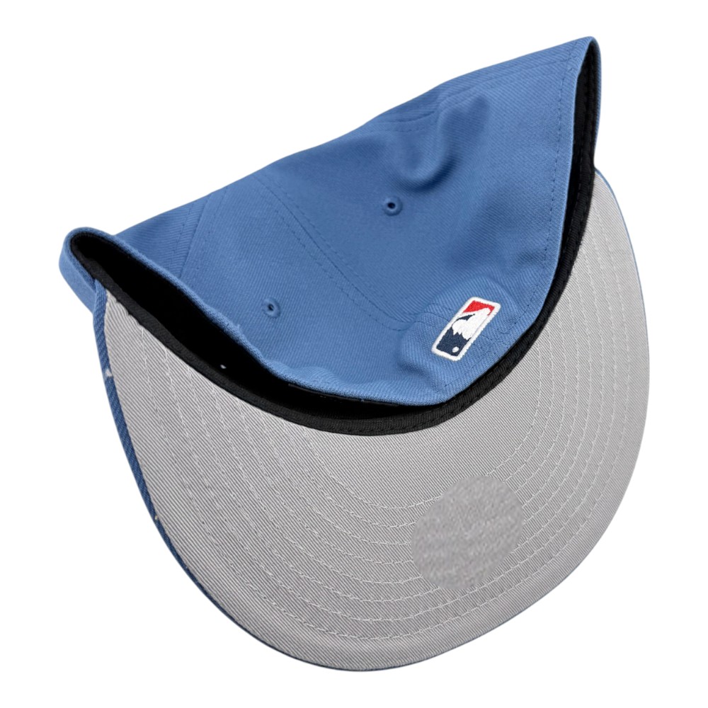 Los Angeles Dodgers Indigo Blue 2025 World Series Champions Patch Grey UV New Era 59FIFTY Fitted Hat