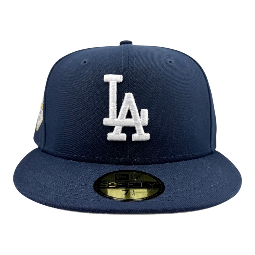 Los Angeles Dodgers Oceanside Blue 2025 World Series Champions Patch Grey UV New Era 59FIFTY Fitted Hat