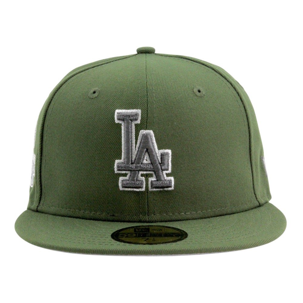 Los Angeles Dodgers Green 2024 WS Champions Patch Grey UV New Era 59FIFTY Fitted Hat