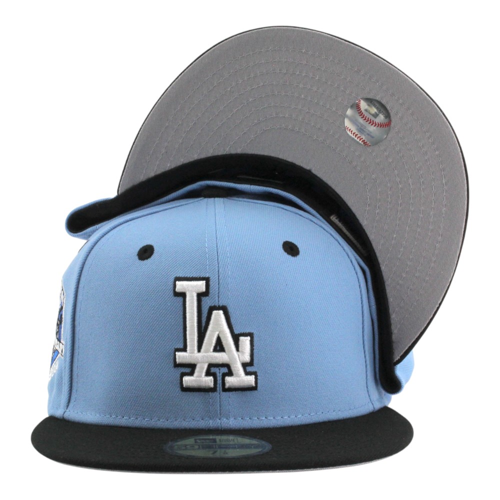 Los Angeles Dodgers Light Blue and Black 50th Anniversary Patch Grey UV New Era 59FIFTY Fitted Hat