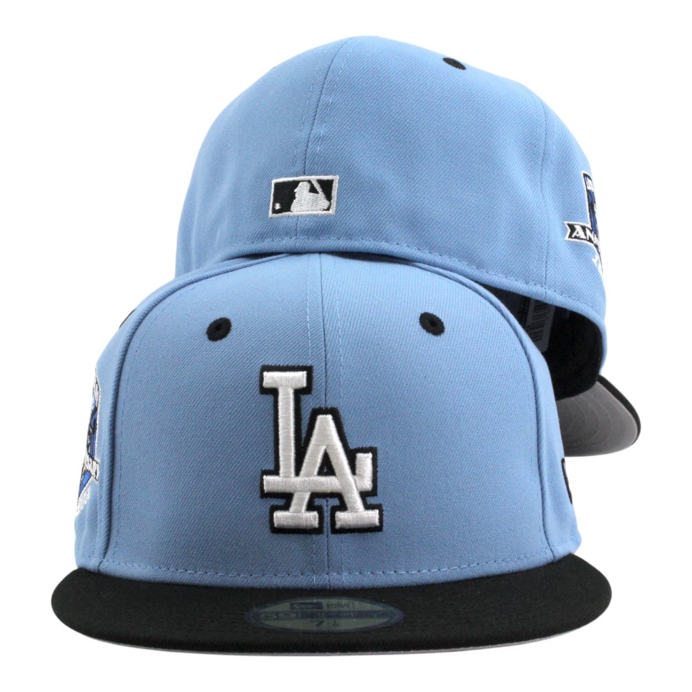 Los Angeles Dodgers Light Blue and Black 50th Anniversary Patch Grey UV New Era 59FIFTY Fitted Hat