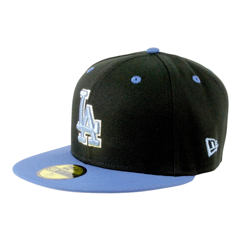 Los Angeles Dodgers Black and Blue Two Tone 50th Anniversary Patch Grey UV New Era 59FIFTY Fitted Hat