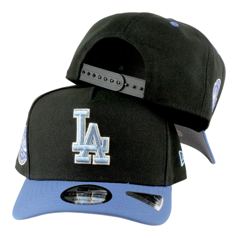 Los Angeles Dodgers Black and Blue Two Tone 50th Anniversary Patch Grey UV New Era 9FIFTY A-Frame Snapback Hat