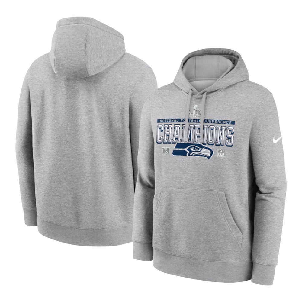 Seattle Seahawks Heather Gray Nike 2025 NFC Champions Locker Room Trophy Collection Hoodie