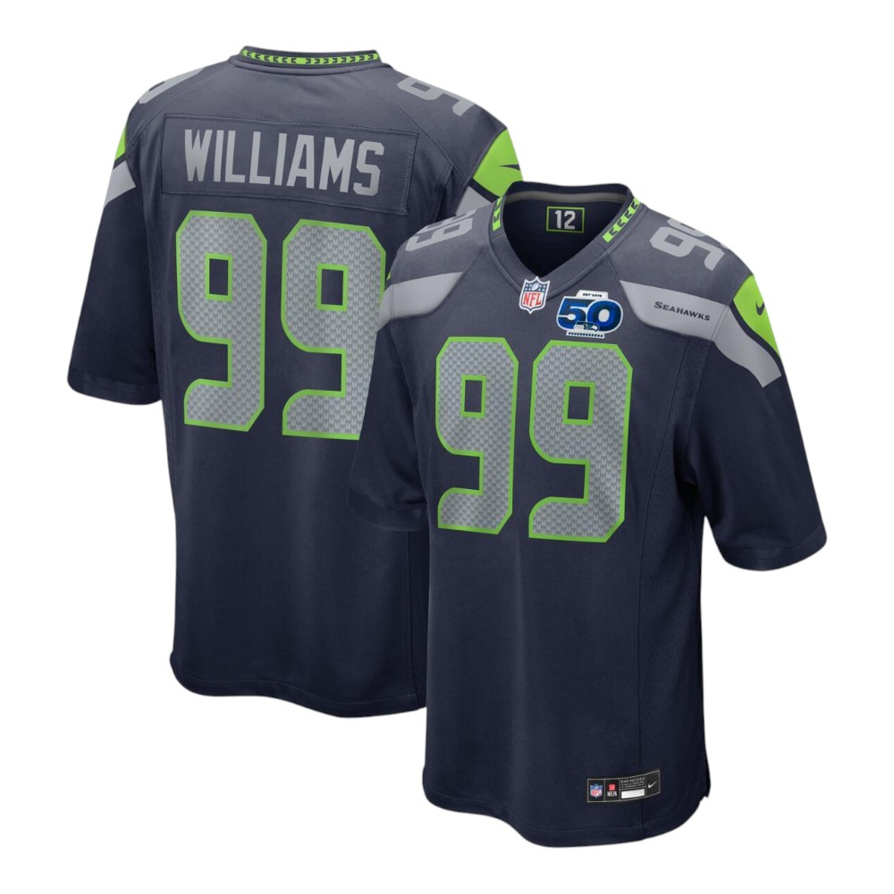 Seattle Seahawks Leonard Williams Navy 50th Season Patch Nike Team