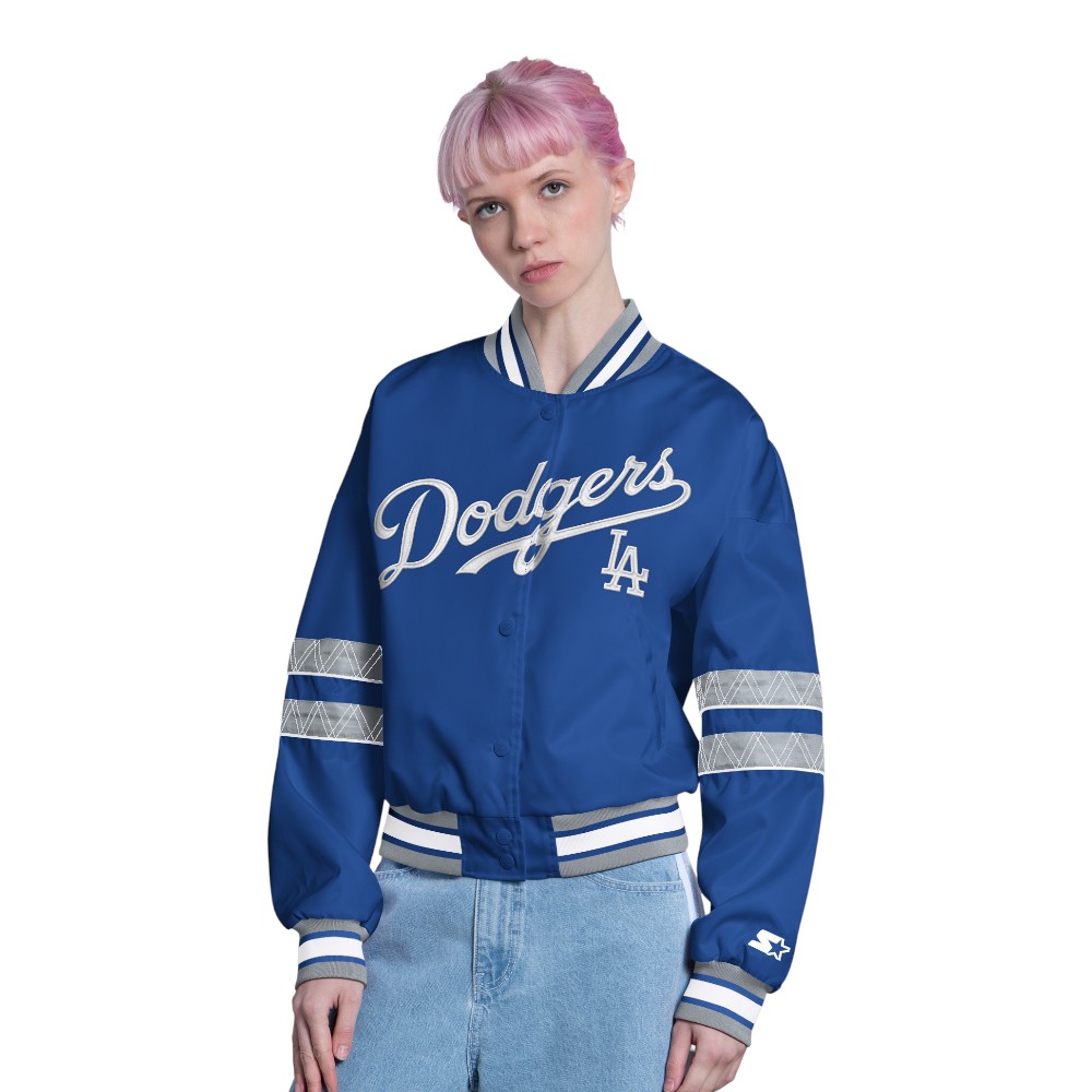 Women's Los Angeles Dodgers Royal Blue Grey Striped Button Up