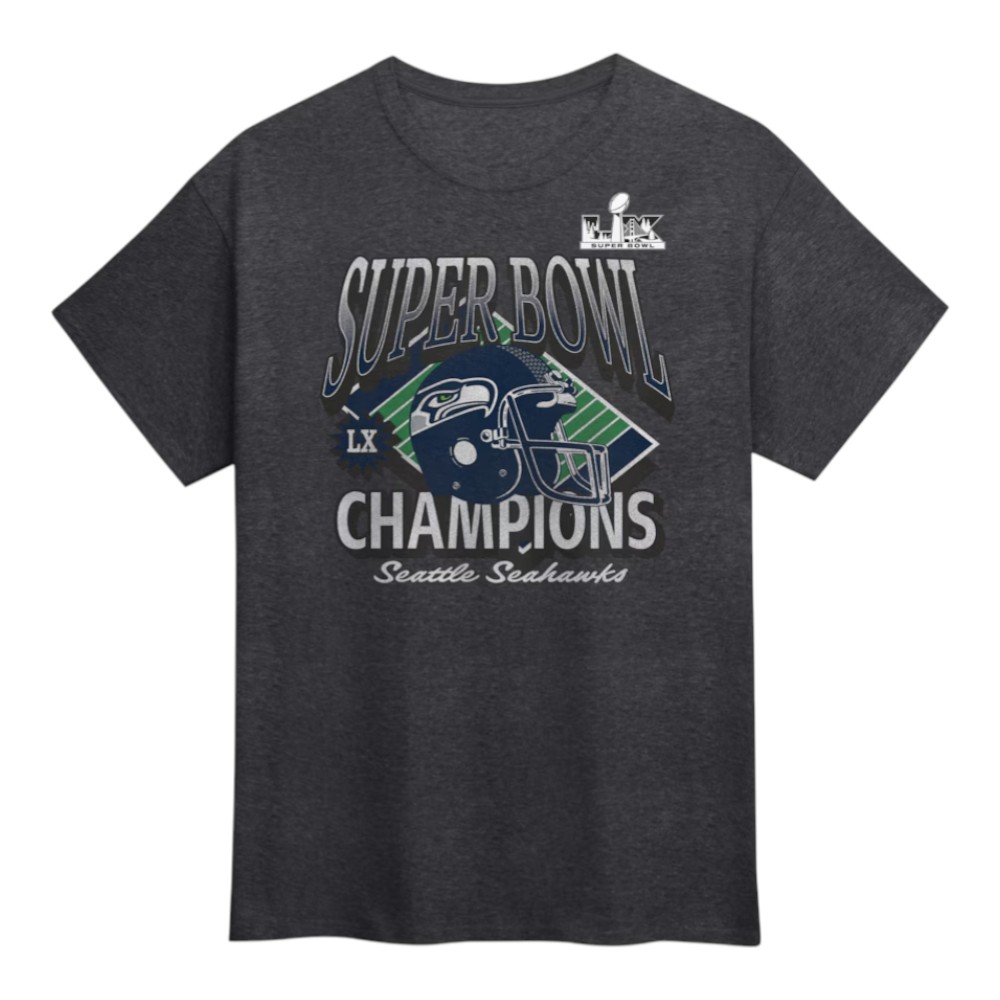 Seattle Seahawks Charcoal Super Bowl LX Champions Under The Lights T-Shirt