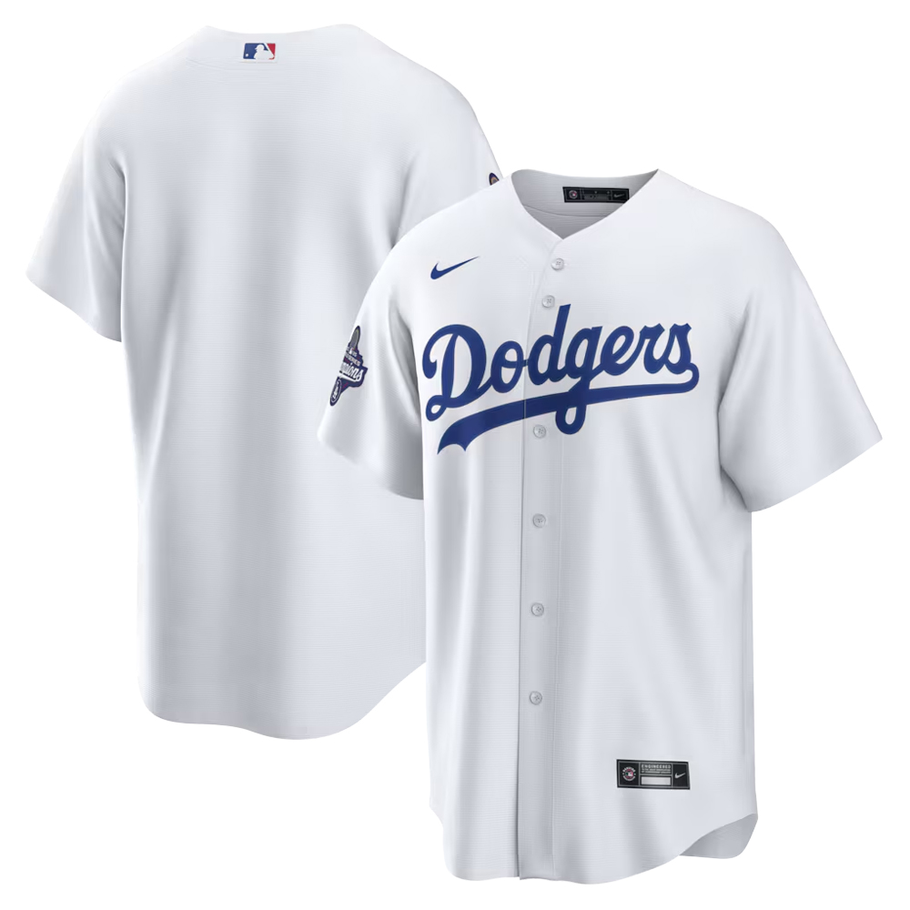 Los Angeles Dodgers White Blank 2025 World Series Champions Patch Nike Home Replica Jersey
