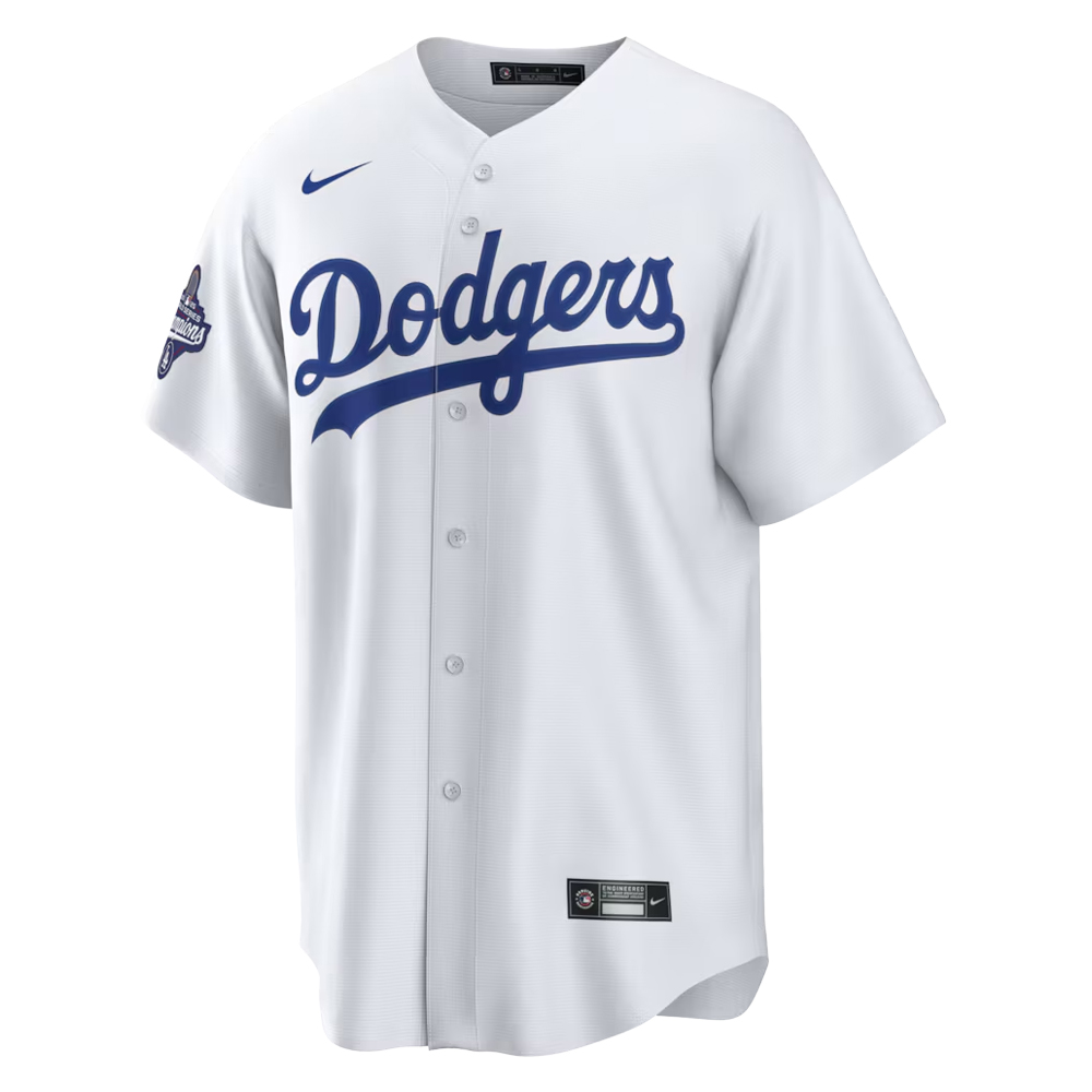 Los Angeles Dodgers White Blank 2025 World Series Champions Patch Nike Home Replica Jersey