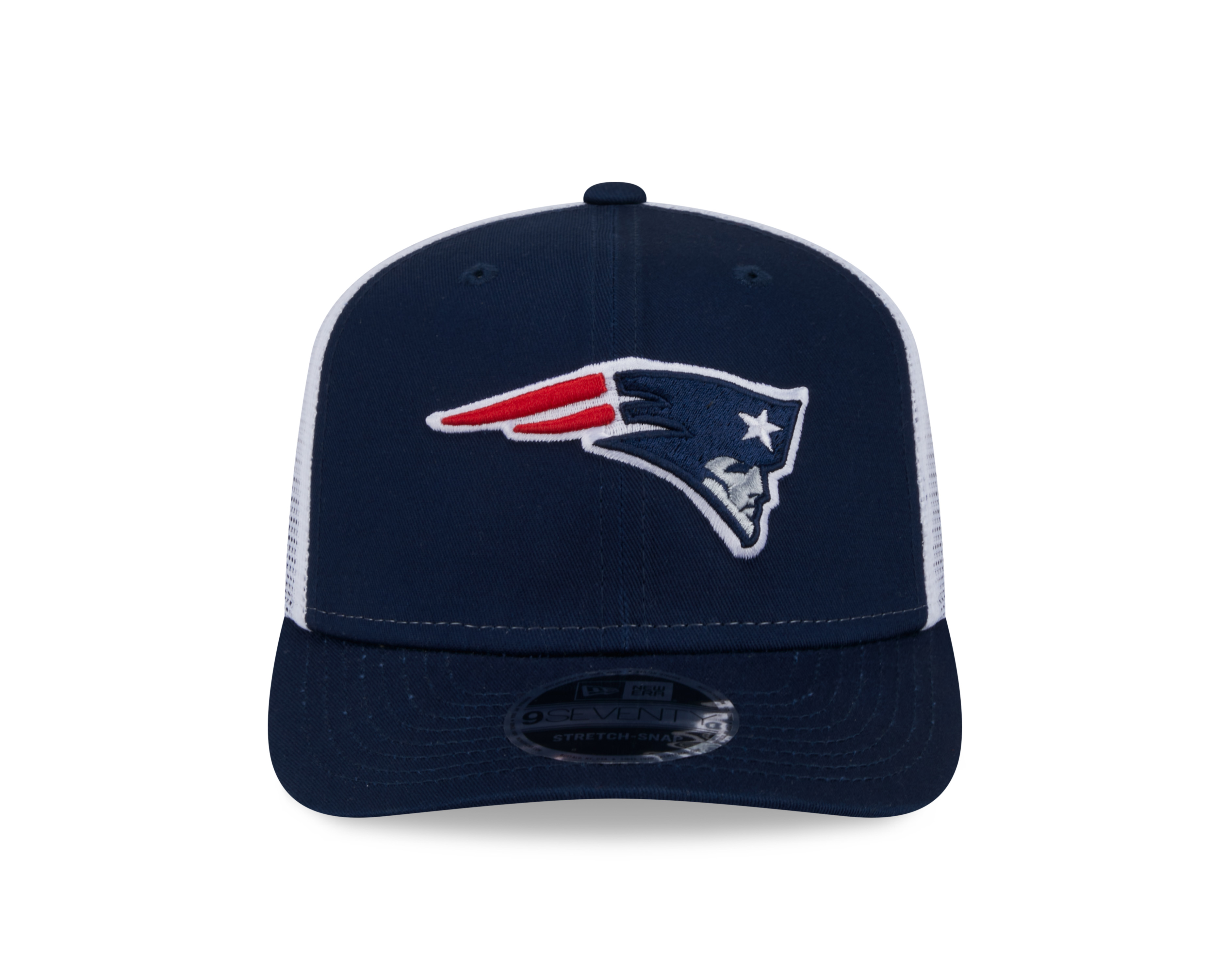 New England Patriots Navy and White Trucker New Era 9SEVENTY Stretch Snapback Hat