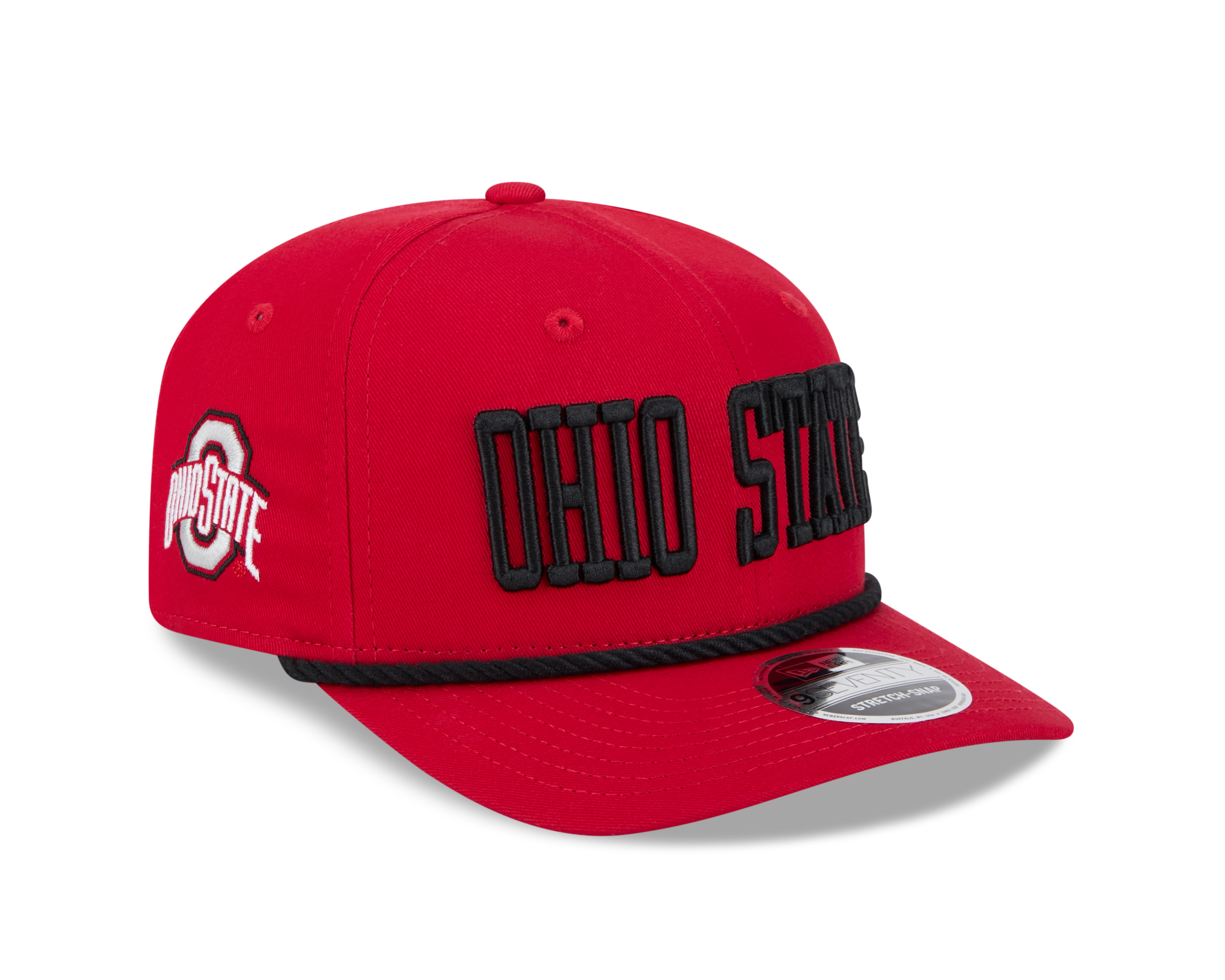 Ohio State Buckeyes Red Wordmark Roper NCAA New Era 9SEVENTY Stretch Snapback Hat
