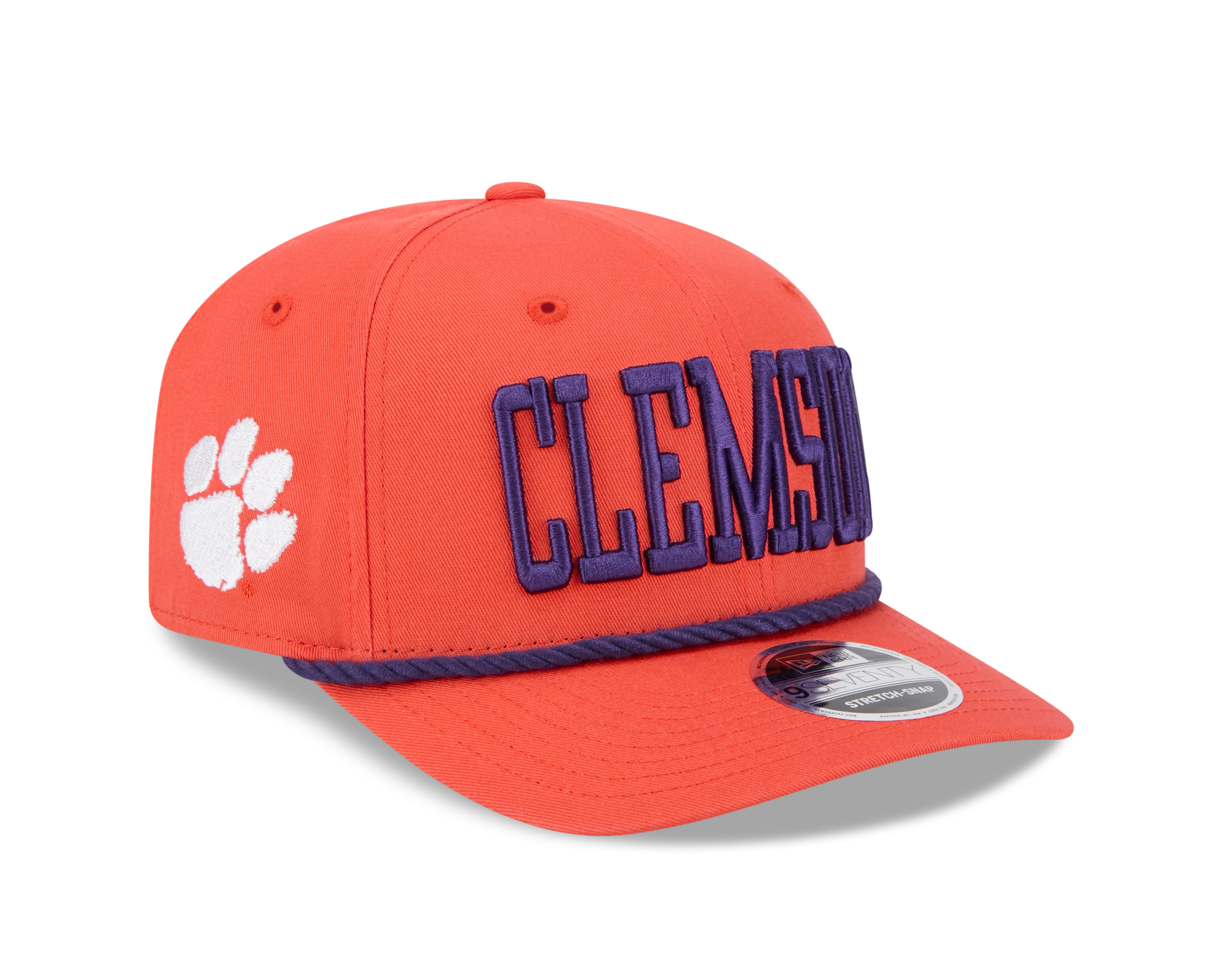Clemson Tigers Orange Wordmark Roper NCAA New Era 9SEVENTY Stretch Snapback Hat