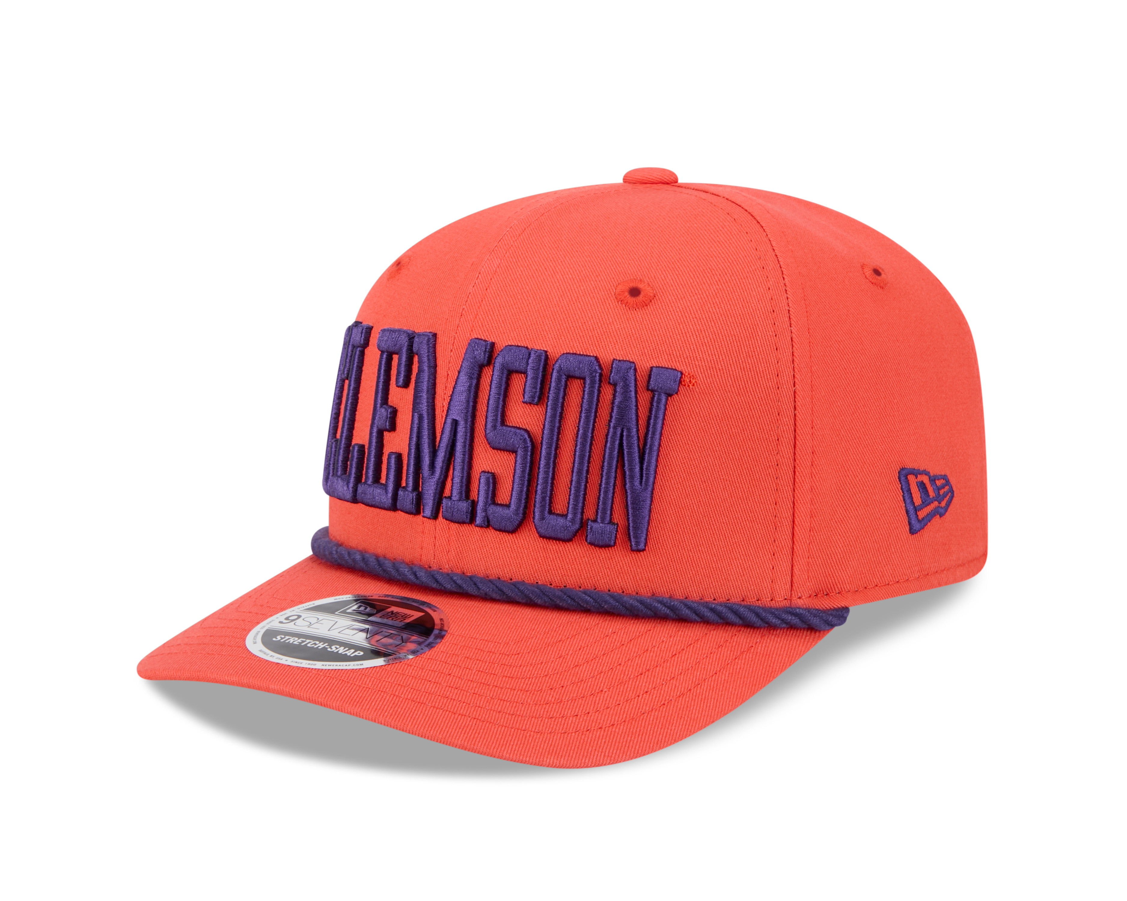 Clemson Tigers Orange Wordmark Roper NCAA New Era 9SEVENTY Stretch Snapback Hat