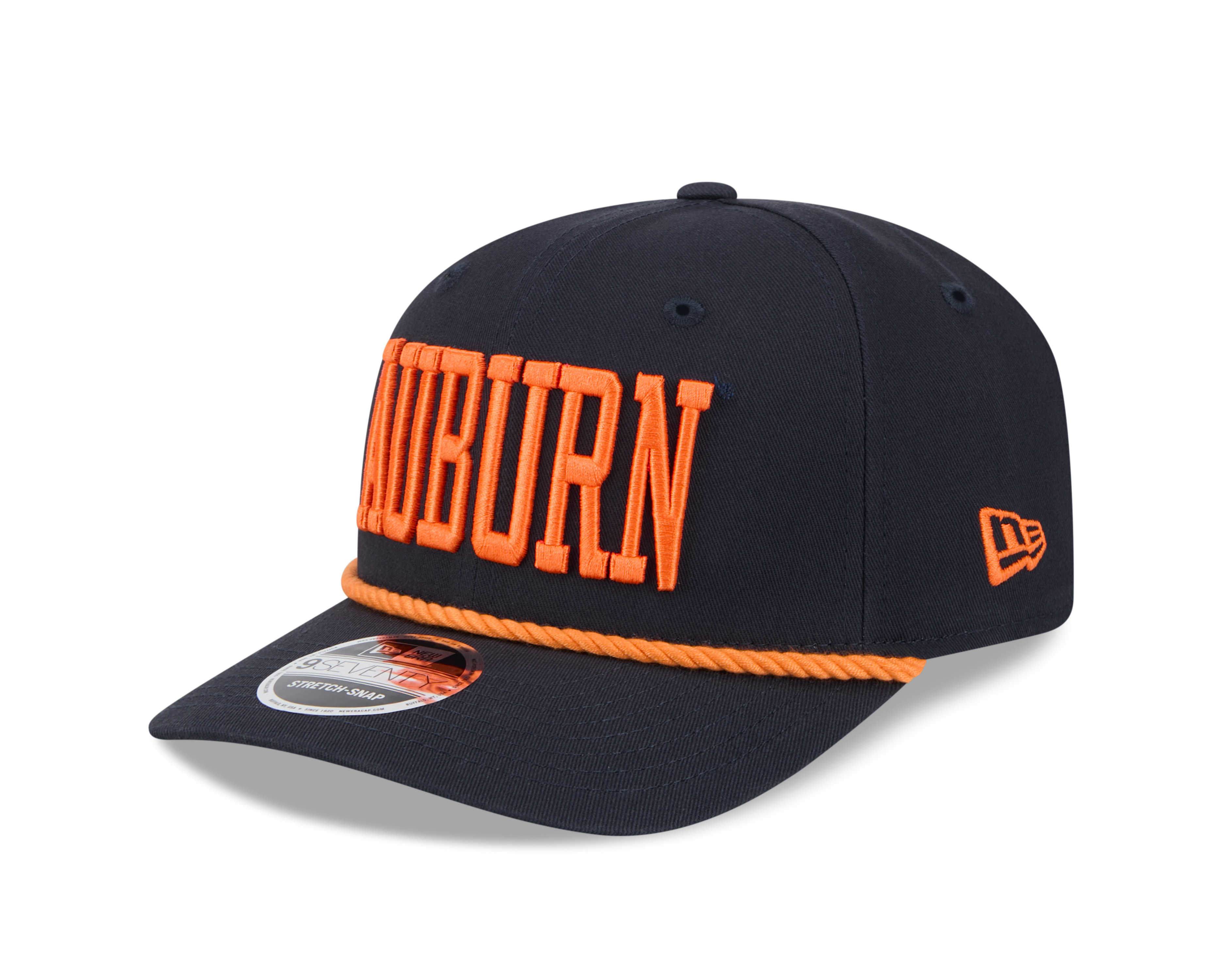 Auburn Tigers Black Wordmark Roper NCAA New Era 9SEVENTY Stretch Snapback Hat