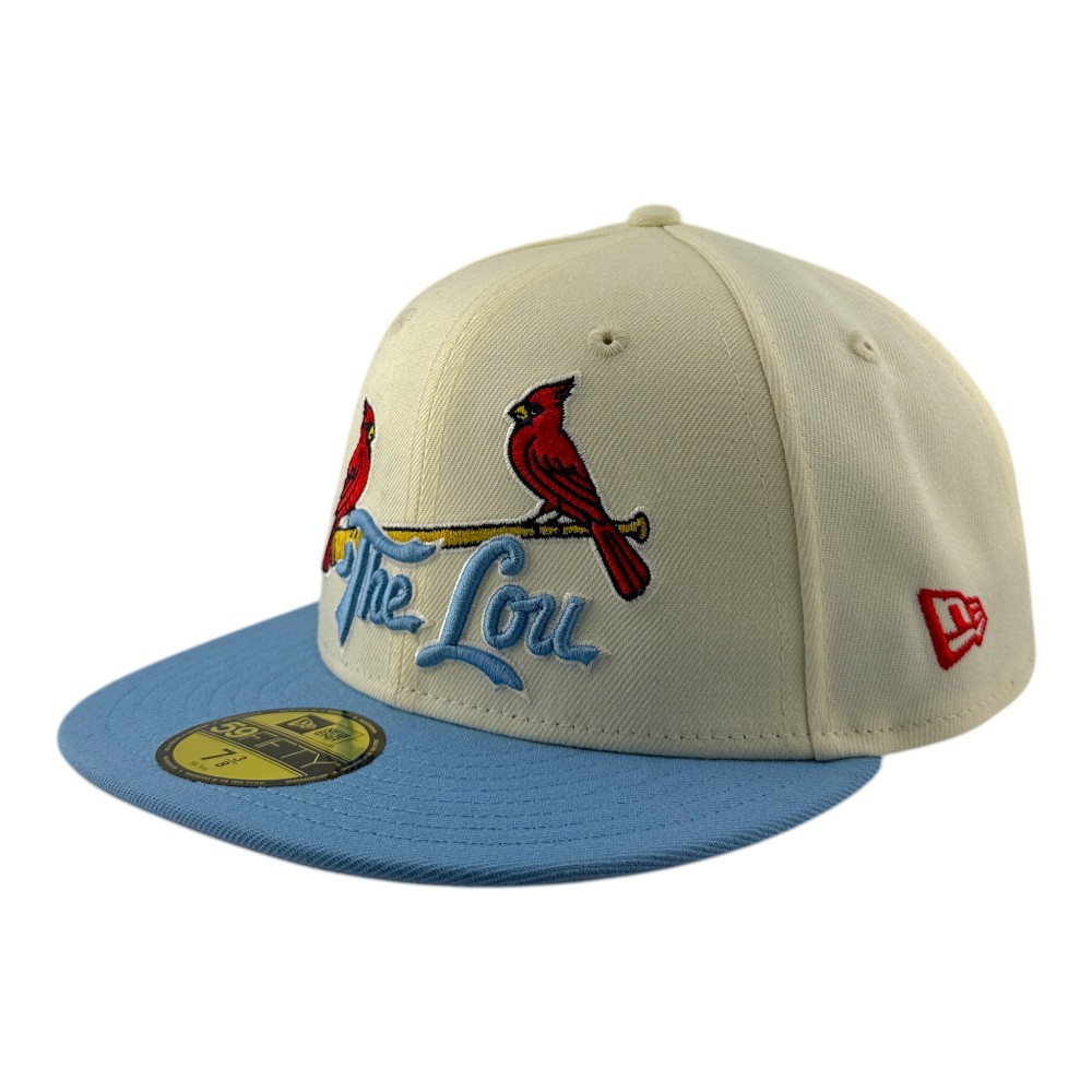 St. Louis Cardinals Chrome and Blue Busch Stadium Patch Gray UV New Era 59FIFTY Fitted Hat