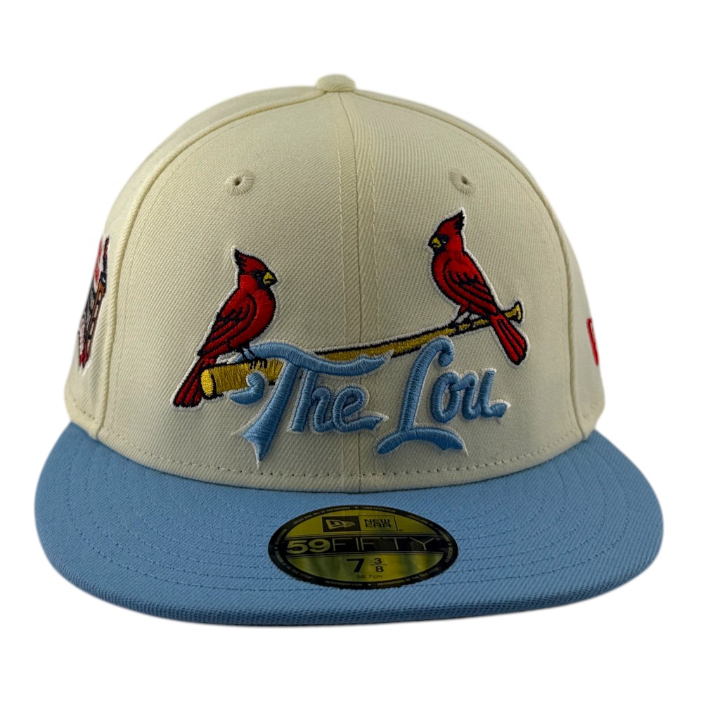 St. Louis Cardinals Chrome and Blue Busch Stadium Patch Gray UV New Era 59FIFTY Fitted Hat