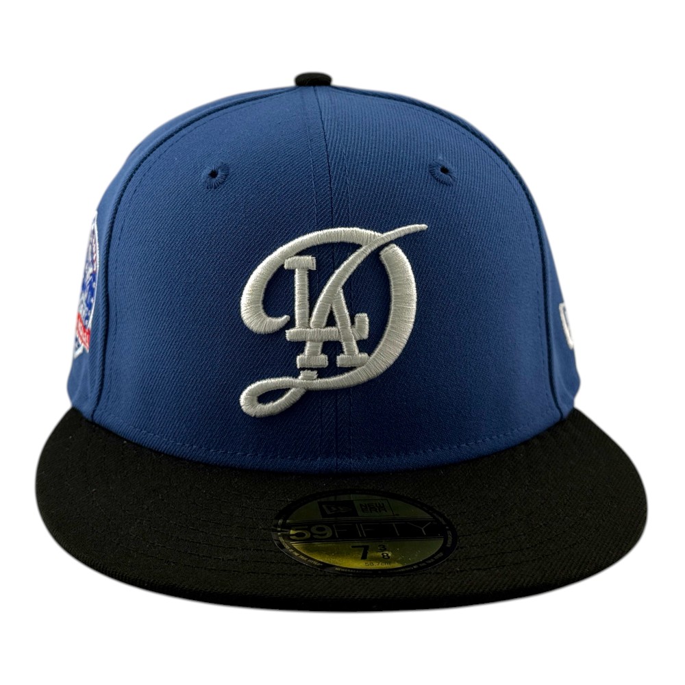 Los Angeles Dodgers Indigo Blue and Black 60th Anniversary Patch Kelly Green UV New Era 59FIFTY Fitted Hat