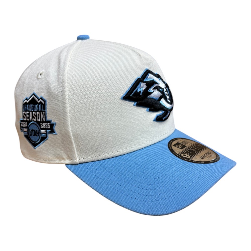 Utah Mammoth Chrome and Mountain Blue Inaugural Season Patch New Era 9FORTY A-Frame Snapback Hat