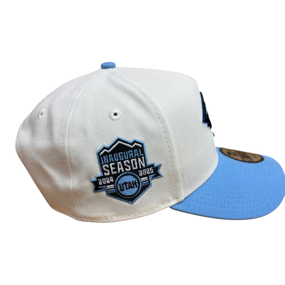 Utah Mammoth Chrome and Mountain Blue Inaugural Season Patch New Era 9FORTY A-Frame Snapback Hat