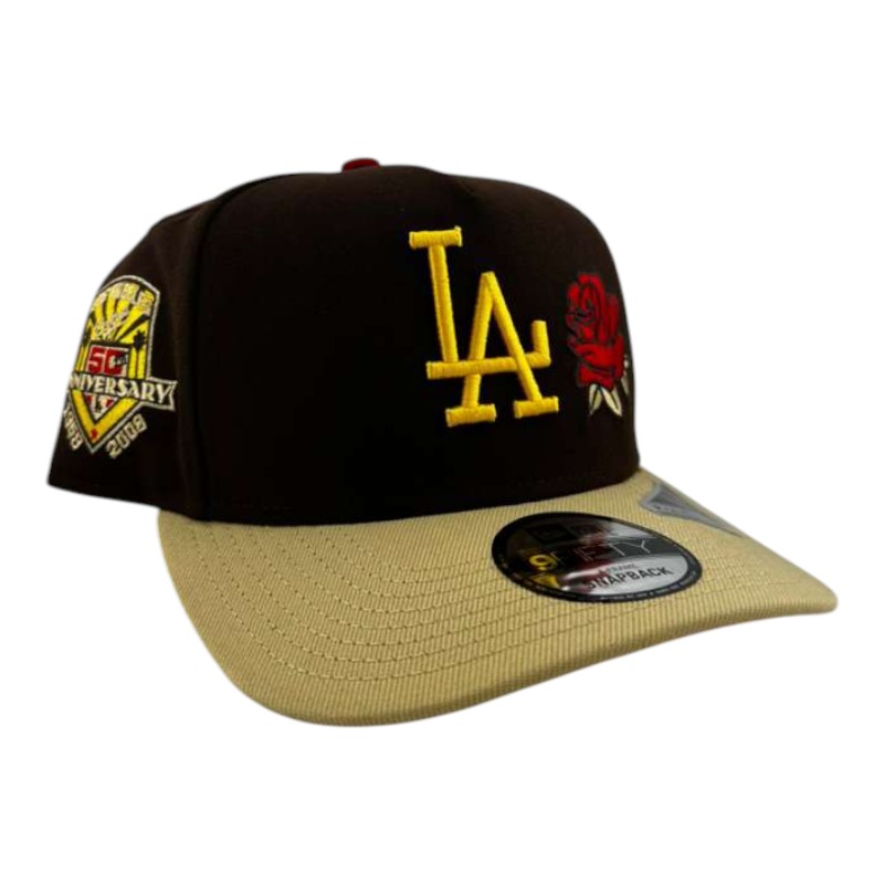 Los Angeles Dodgers Brown and Khaki "Bloom Collection" 50th Anni Patch 9FIFTY A-Frame Snapback Hat