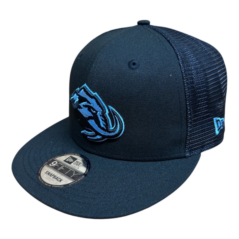 Utah mammoth Black with Blue Logo Trucker Mesh Back New Era 9FIFTY Snapback hat