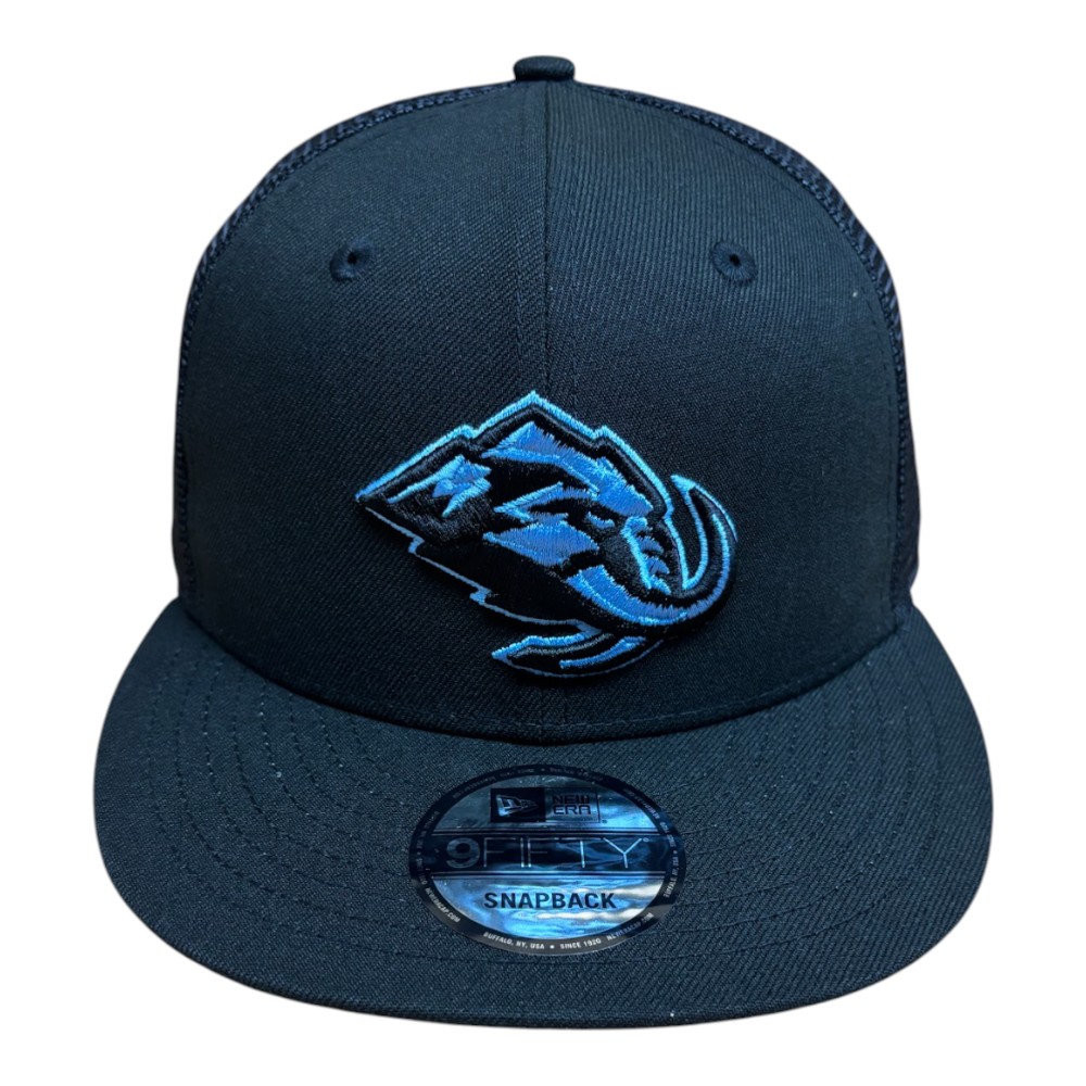 Utah mammoth Black with Blue Logo Trucker Mesh Back New Era 9FIFTY Snapback hat