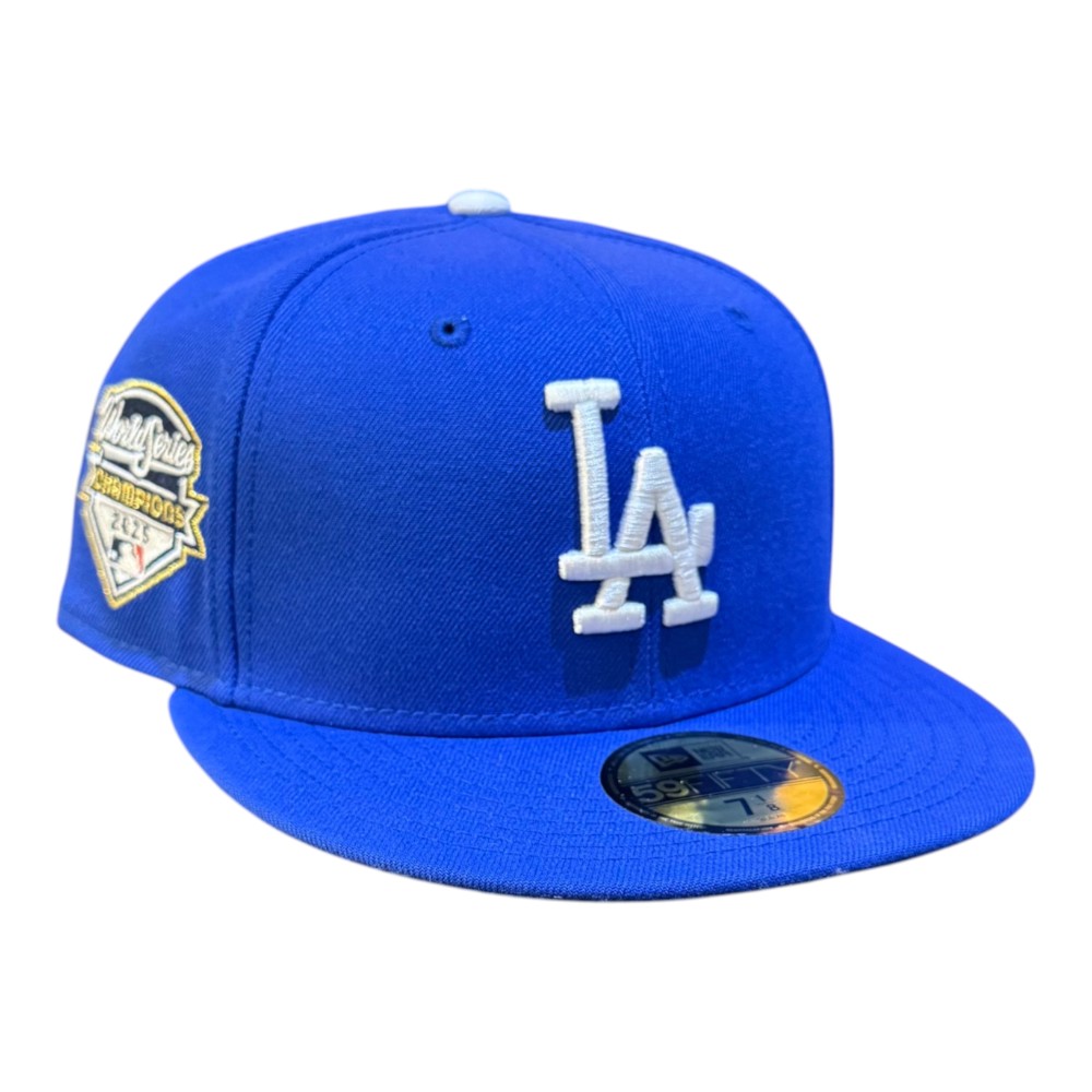 Los Angeles Dodgers Majestic Blue 2025 World Series Champions Icy UV New Era 59FIFTY Fitted Hat
