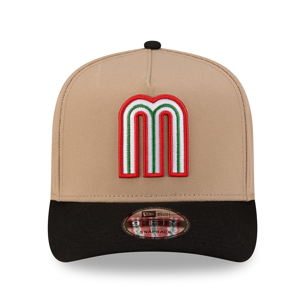 Mexico Camel Brown and Black 2Tone with Mexico Flag Patch New Era 9FIFTY A-Frame Snapback Hat