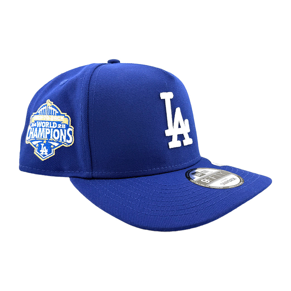 Los Angeles Dodgers Royal Back to Back Champions Patch Grey UV New Era 9FIFTY A-Frame Snapback Hat