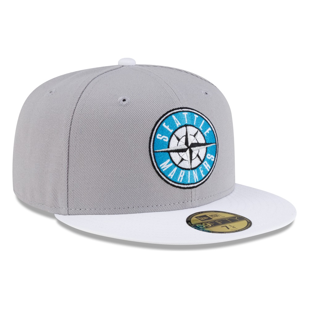 Seattle Mariners Gray Two Tone Circle Compass Logo New Era 59FIFTY Fitted Hat