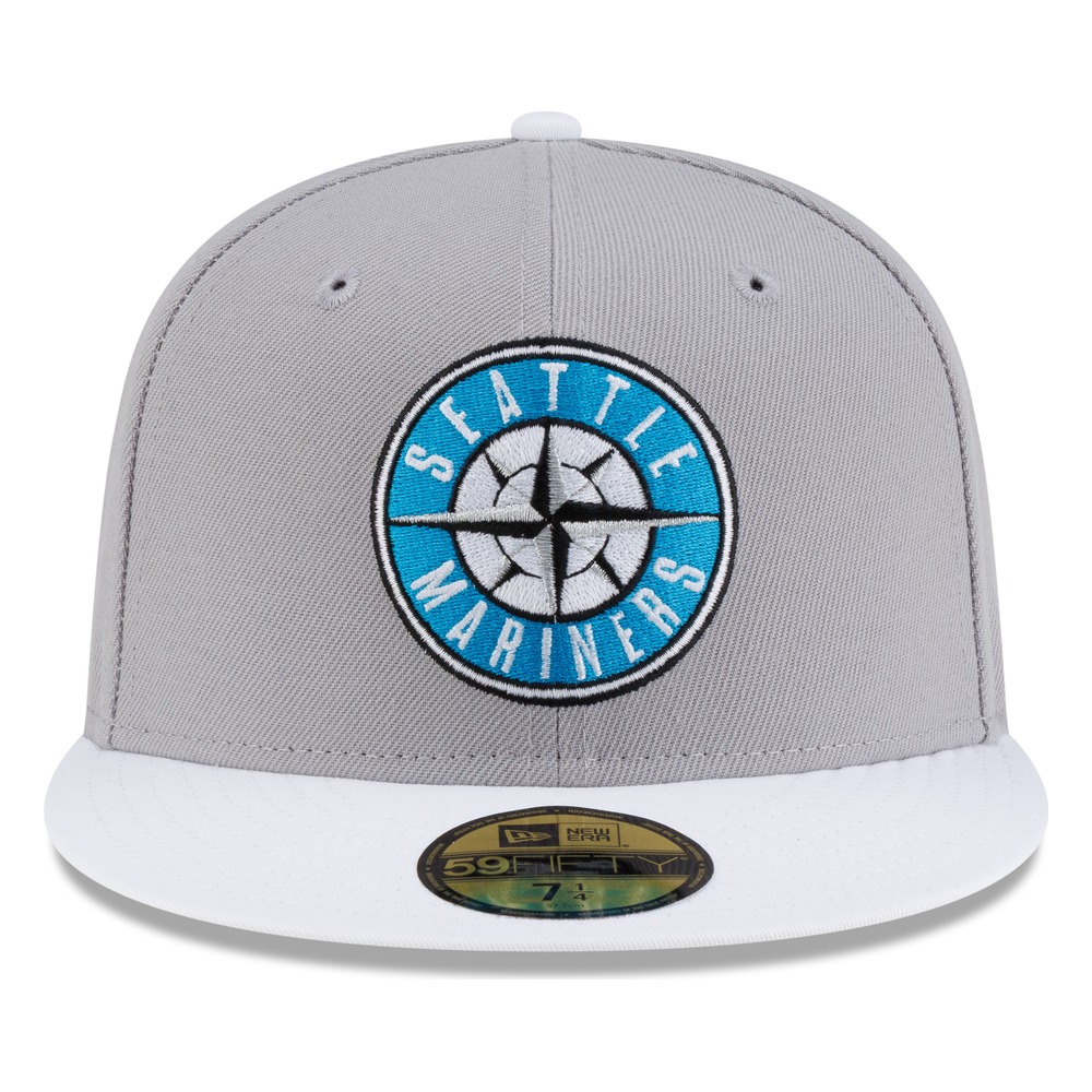 Seattle Mariners Gray Two Tone Circle Compass Logo New Era 59FIFTY Fitted Hat