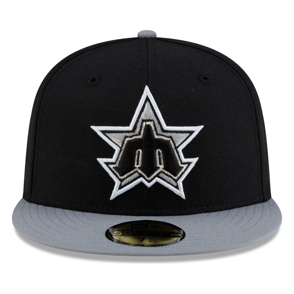 Seattle Mariners Black and Graphite Trident New Era 59FIFTY Fitted Hat