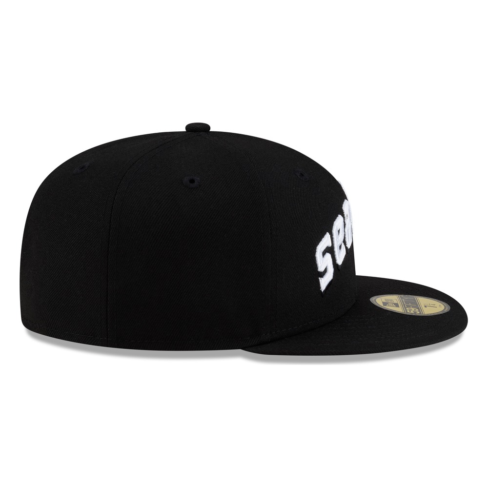 Seattle Mariners Black and White Lowercase Wordmark New Era 59FIFTY Fitted Hat