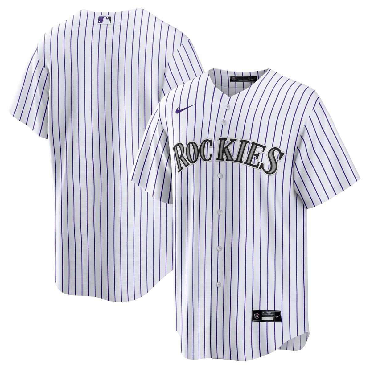 Colorado Rockies Blank White Pinstripe Home Nike Replica Jersey