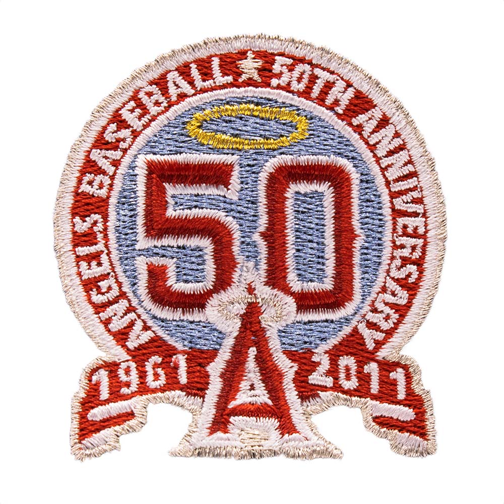 Los Angeles Angels Black 50th Anniversary Patch Grey UV New Era 59FIFTY Fitted Hat