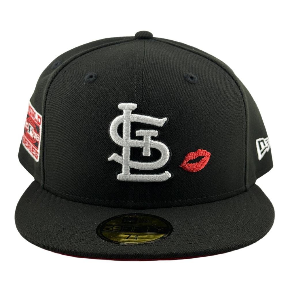 St. Louis Cardinals Black and White Red Lips 2006 World Series Patch UV New Era 59FIFTY Fitted Hat