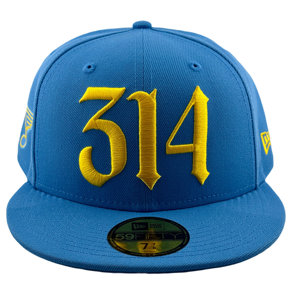 St. Louis Blues Blue 314 Front Logo Patch Arch Batterman UV New Era 59FIFTY Fitted Hat