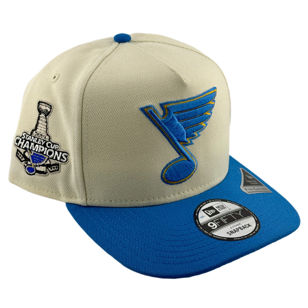 St. Louis Blues Chrome and Blue 2019 Stanley Cup Champions Patch New Era 9FIFTY A-Frame Snapback Hat