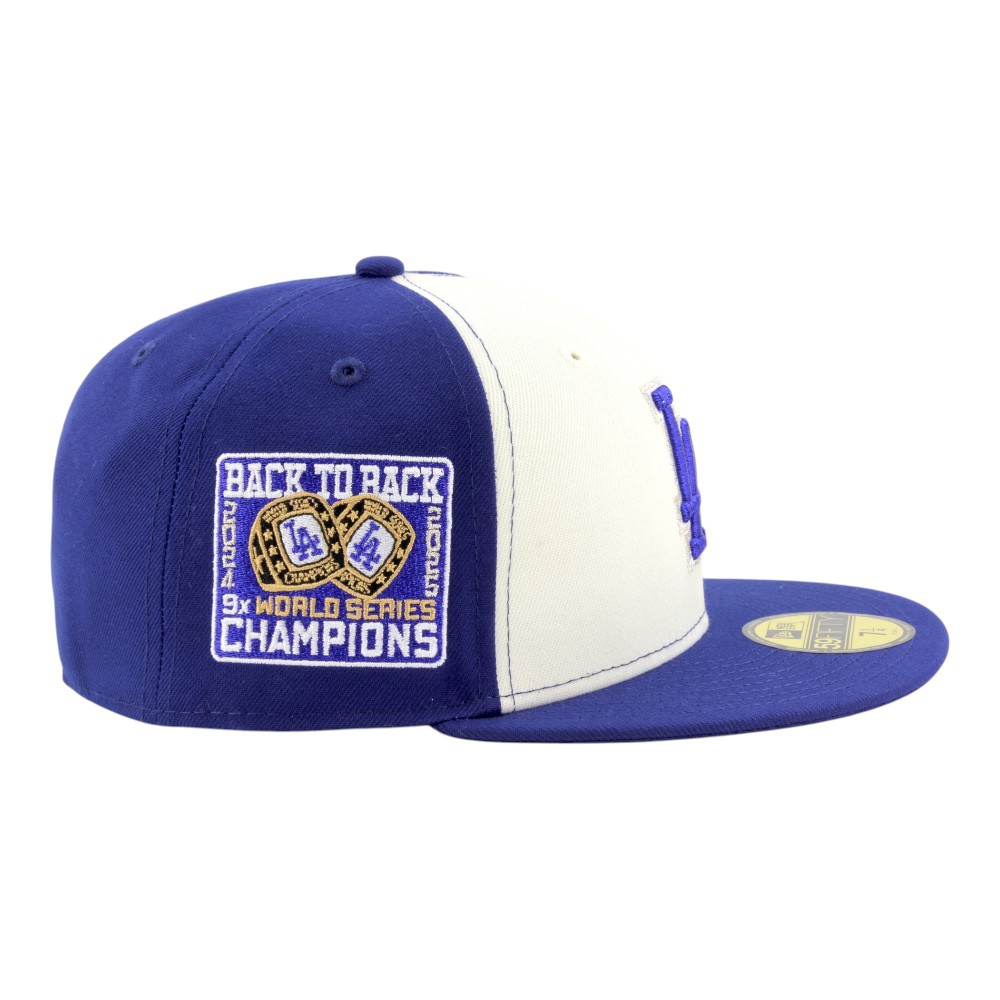 Los Angeles Dodgers White and Blue Back to Champs Rings Patch Royal UV New Era 59FIFTY Fitted Hat