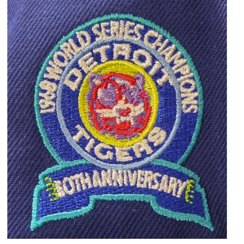 Detroit Tigers Dark Royal 50th Anniversary Patch New Era 59FIFTY Fitted Hat