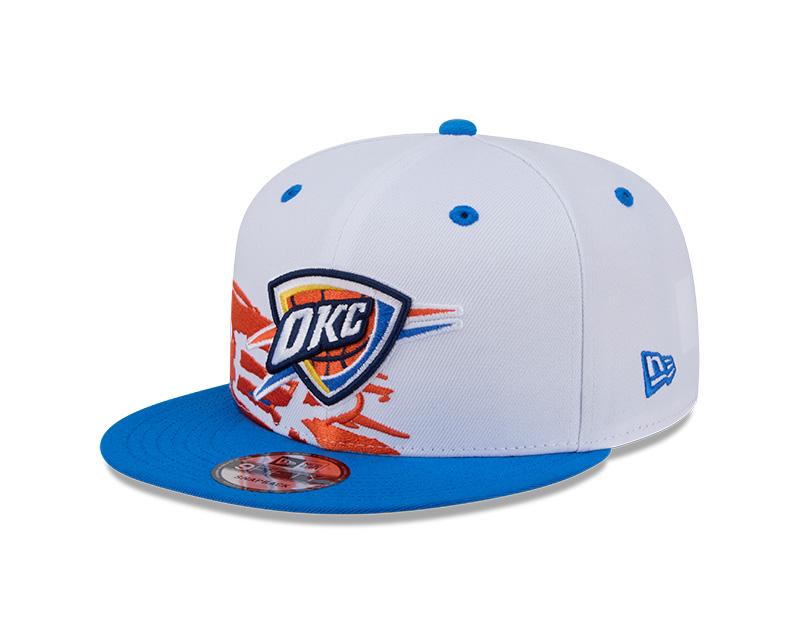Oklahoma City Thunder White and Blue Swept New Era 9FIFTY Snapback Hat