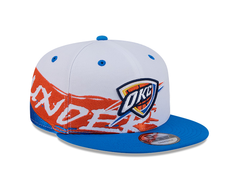 Oklahoma City Thunder White and Blue Swept New Era 9FIFTY Snapback Hat