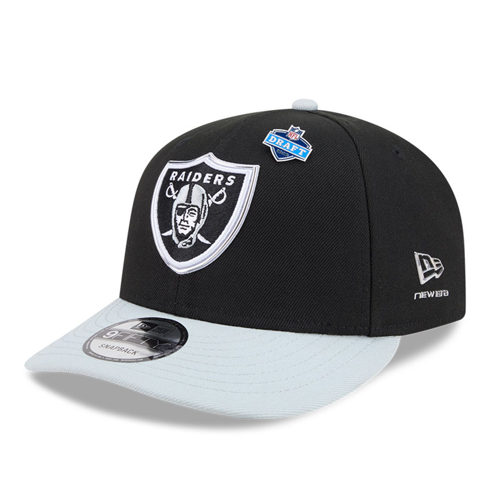 Las Vegas Raiders Black and Silver 2026 NFL Draft On Stage Pre-Curved New Era 9FIFTY Snapback Hat