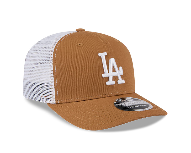 Los Angeles Dodgers Tan and White Mesh New Era 9SEVENTY Stretch Snapback Hat