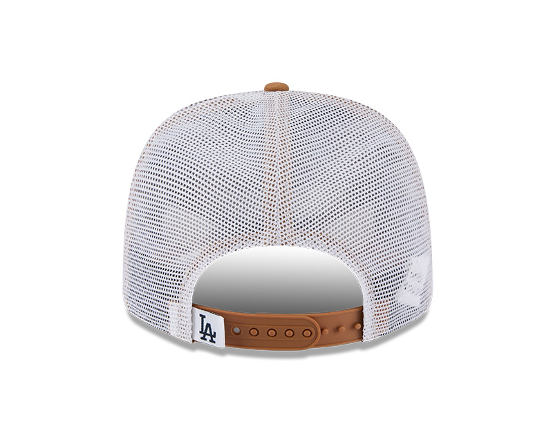 Los Angeles Dodgers Tan and White Mesh New Era 9SEVENTY Stretch Snapback Hat