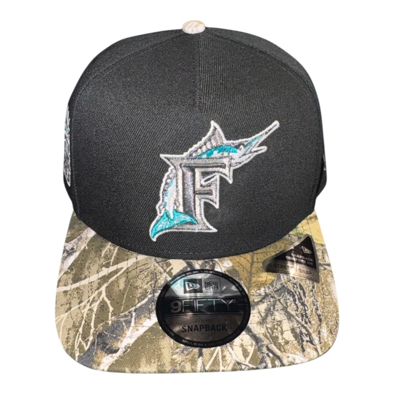 Florida Marlins Black and Realtree 1993 Inaugural Season Patch Kelly Green UV New Era A-Frame Snapback Hat