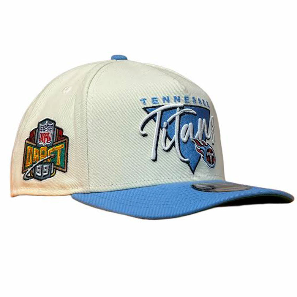 Tennessee Titans Chrome and Light Blue 1999 NFL Draft Patch New Era 9FIFTY A-Frame Snapback Hat
